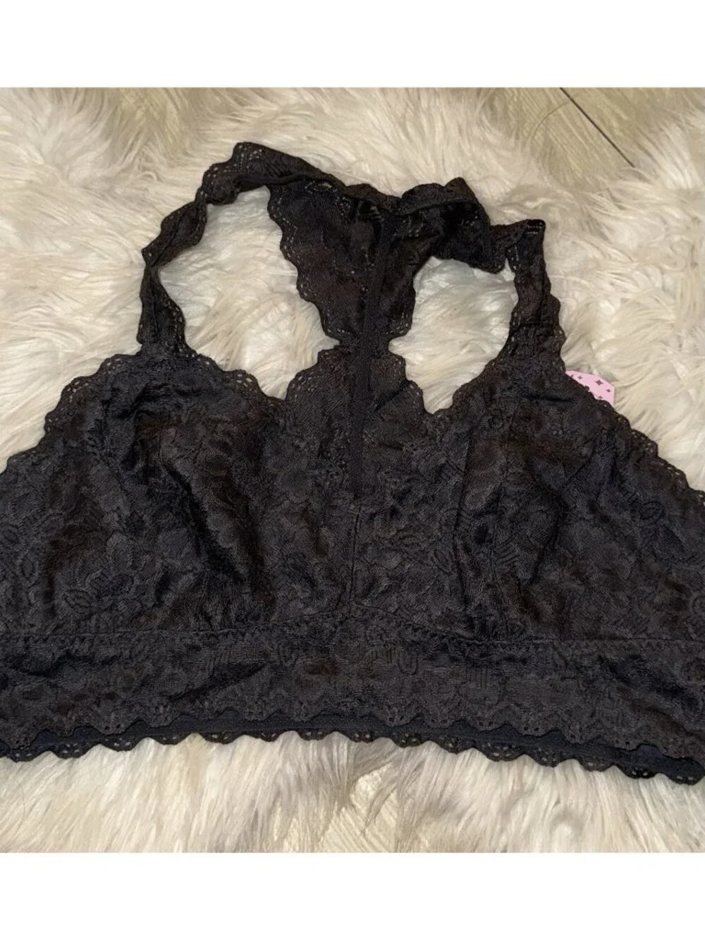 Jezebel Womens Lace Bralette Bra Wire Free Lace Grey XL XLarge New Nwt